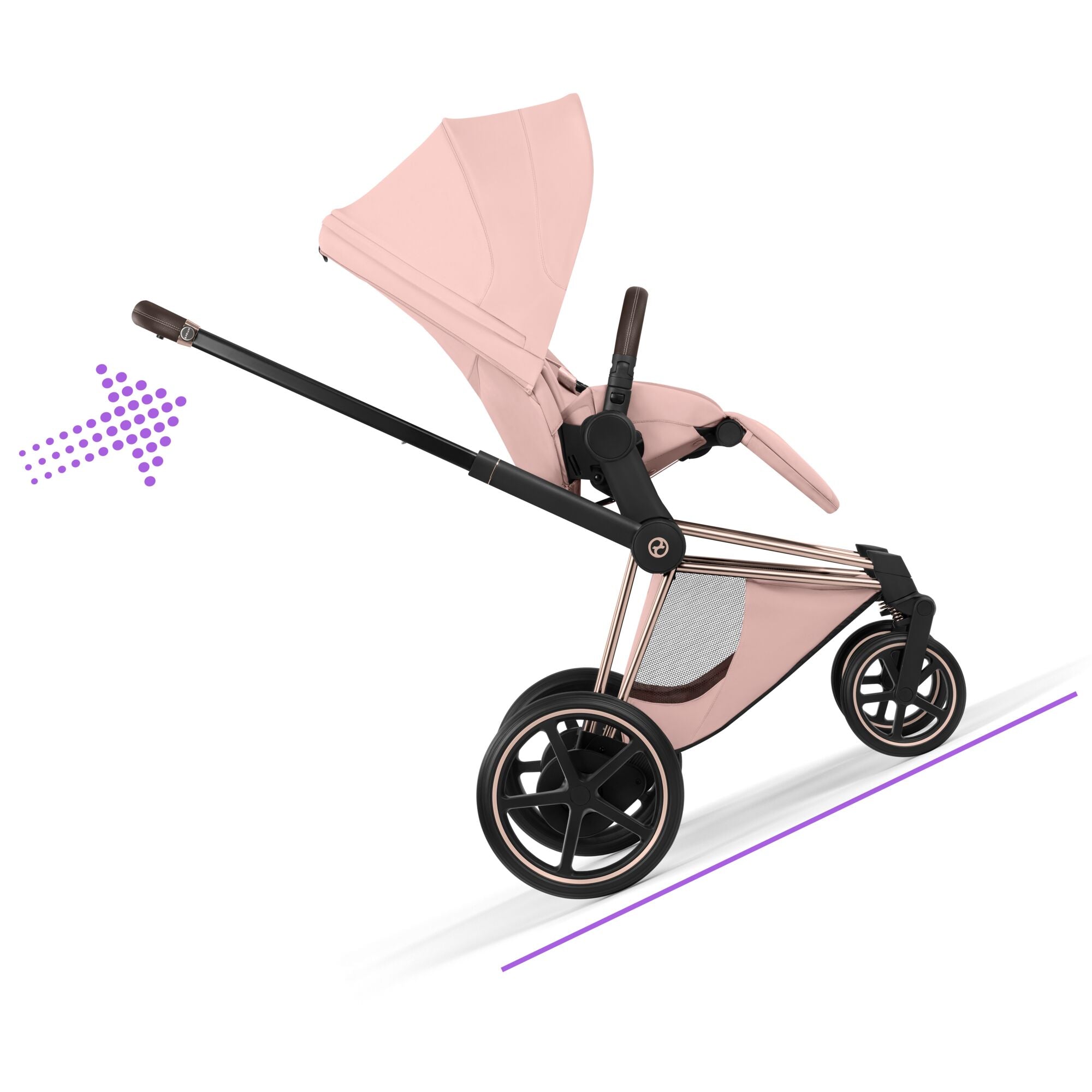 Cybex ePriam Style Pushchair - Peach Pink with Rose Gold Frame