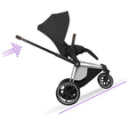 Cybex e-PRIAM Fold Cot Accessory Bundle - Style Sepia Black & Chrome Brown Frame