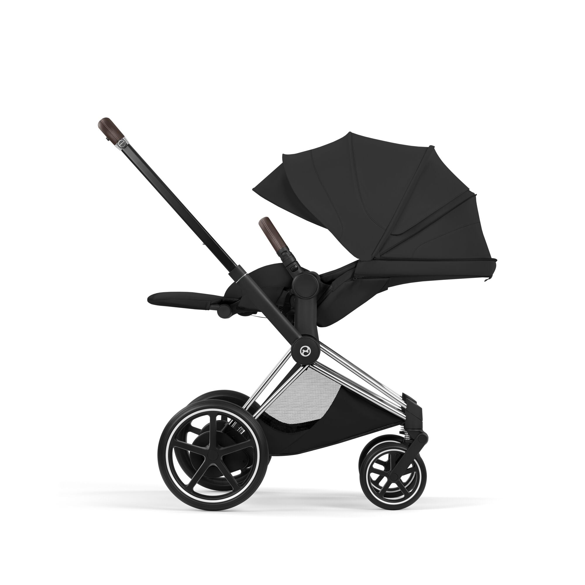 Cybex e-PRIAM Fold Cot Accessory Bundle - Style Sepia Black & Chrome Brown Frame