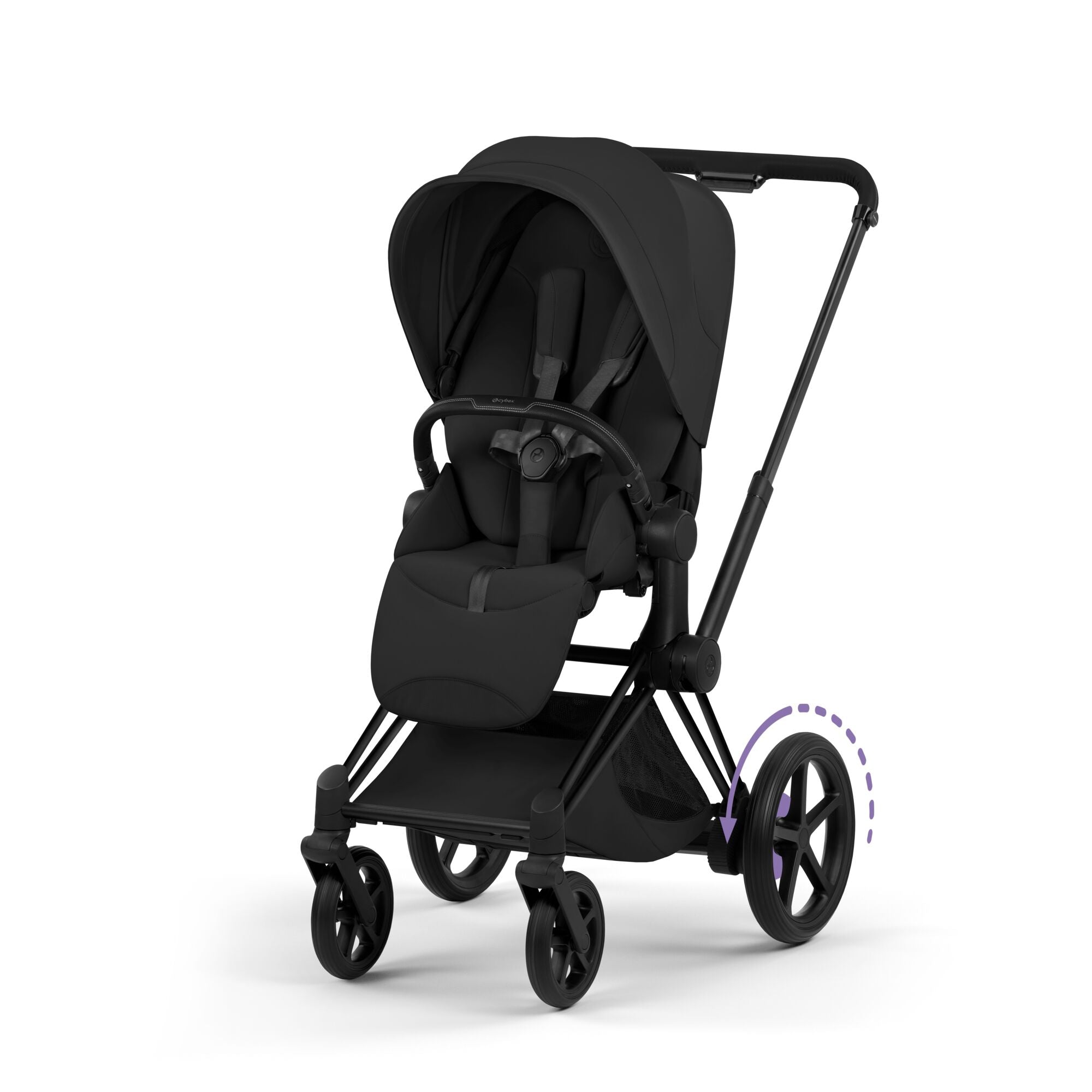 Cybex e-PRIAM Fold Cot Travel System Bundle - Style Sepia Black & Matt Black Frame