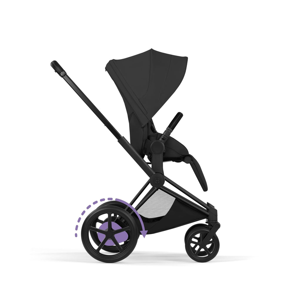 Cybex e-PRIAM Fold Cot Travel System Bundle - Style Sepia Black & Matt Black Frame