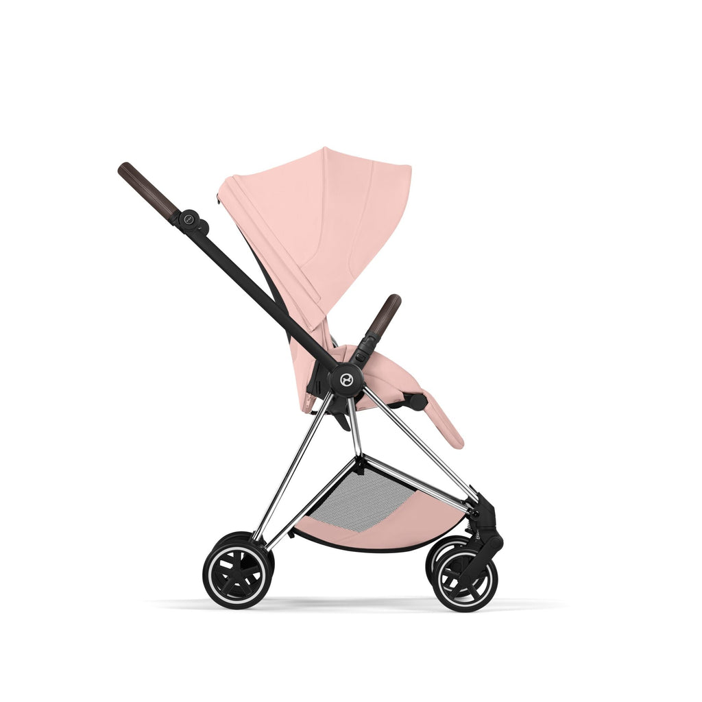 Cybex Mios Style Pushchair & Fold Cot Bundle - Peach Pink & Chrome Brown Frame