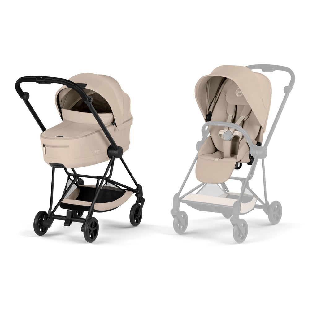 Cybex MIOS Comfort Set (Pushchair & Carrycot) -  Cozy Beige with Matt Black Frame