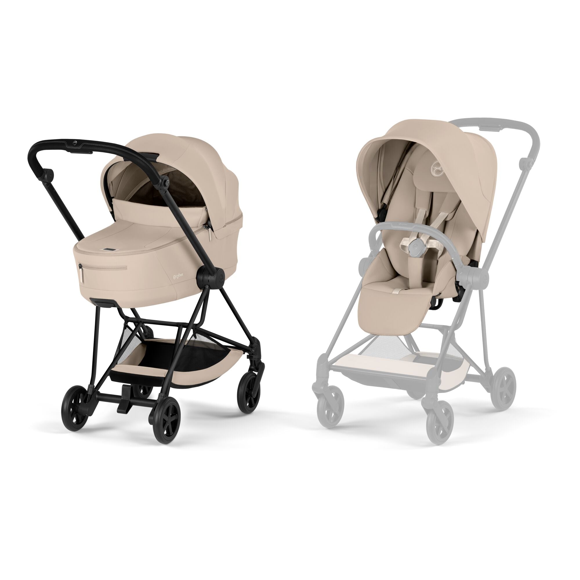 Cybex MIOS Comfort Set (Pushchair & Carrycot) -  Cozy Beige with Matt Black Frame