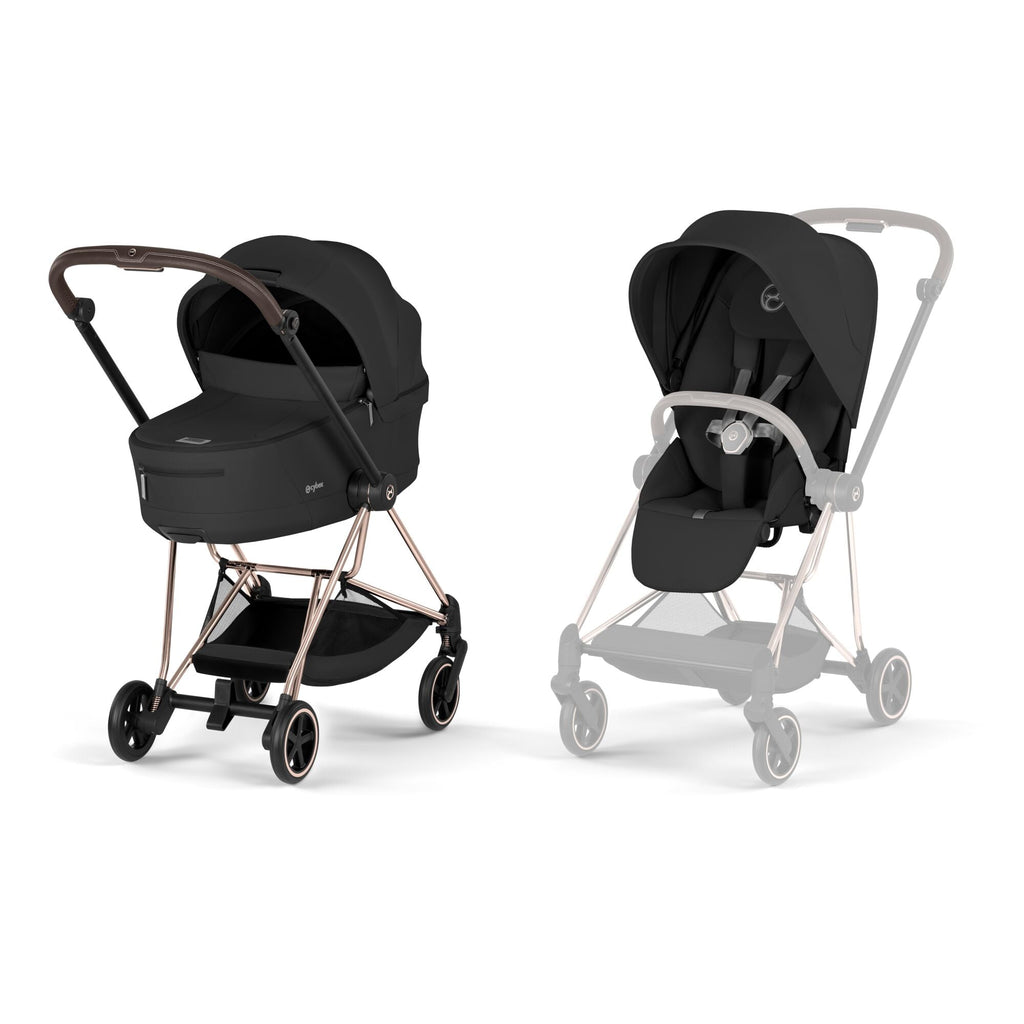 Cybex MIOS Comfort Set (Pushchair & Carrycot) -  Sepia Black with Rose Gold Frame