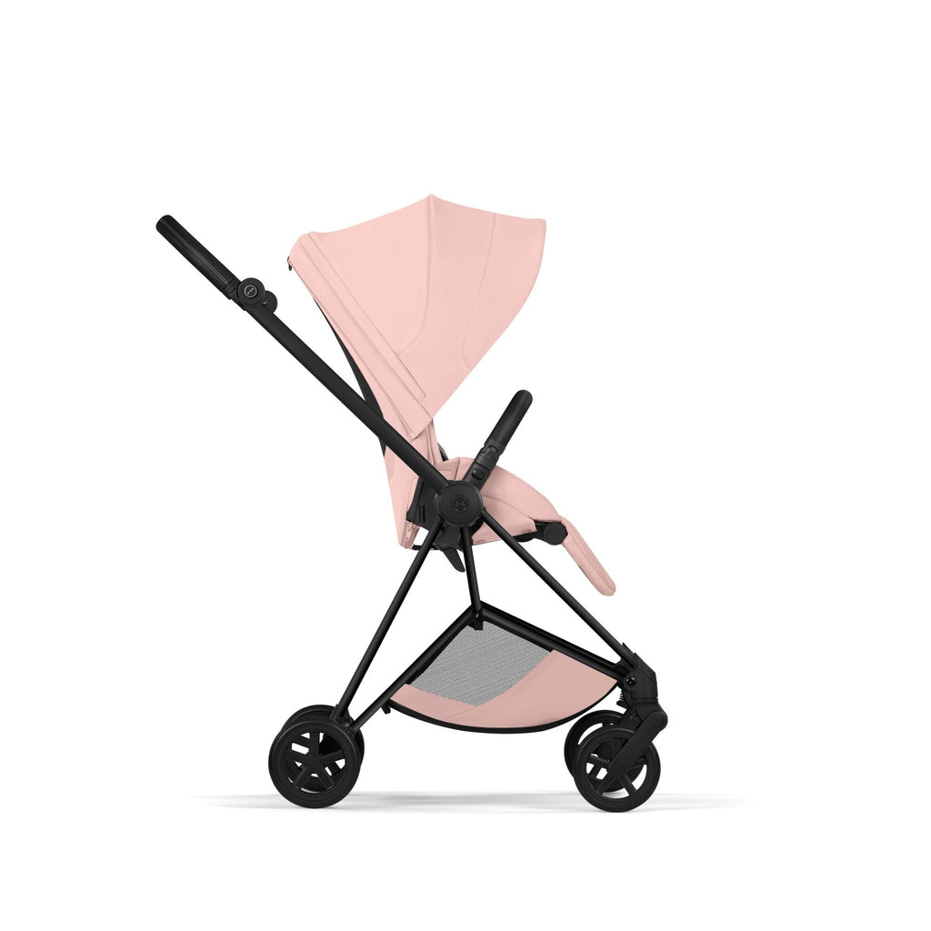 Cybex Mios Style Pushchair & Fold Cot Bundle - Peach Pink & Matt Black Frame