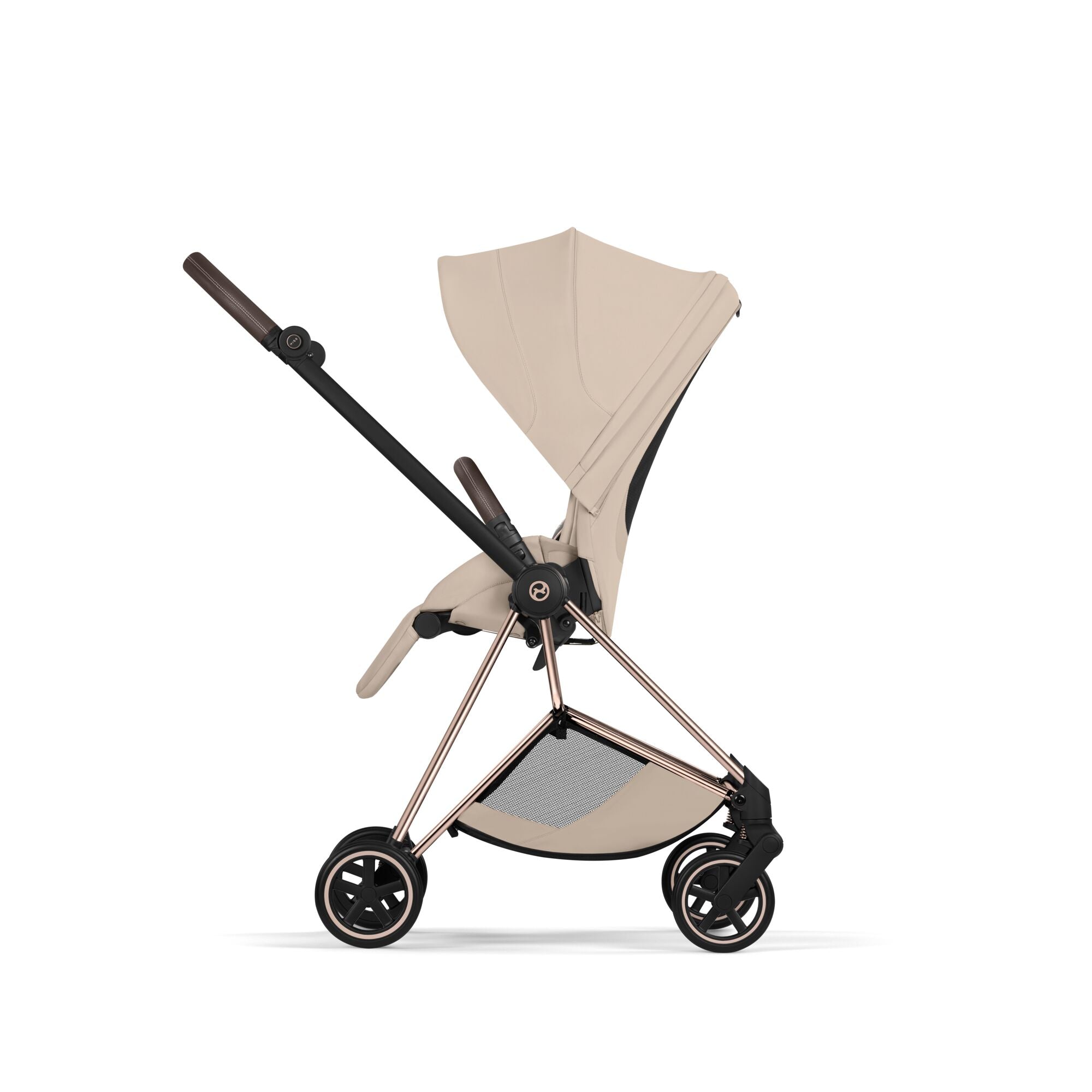 Cybex Mios Style Pushchair & Fold Cot Bundle - Cozy Beige & Rose Gold Frame