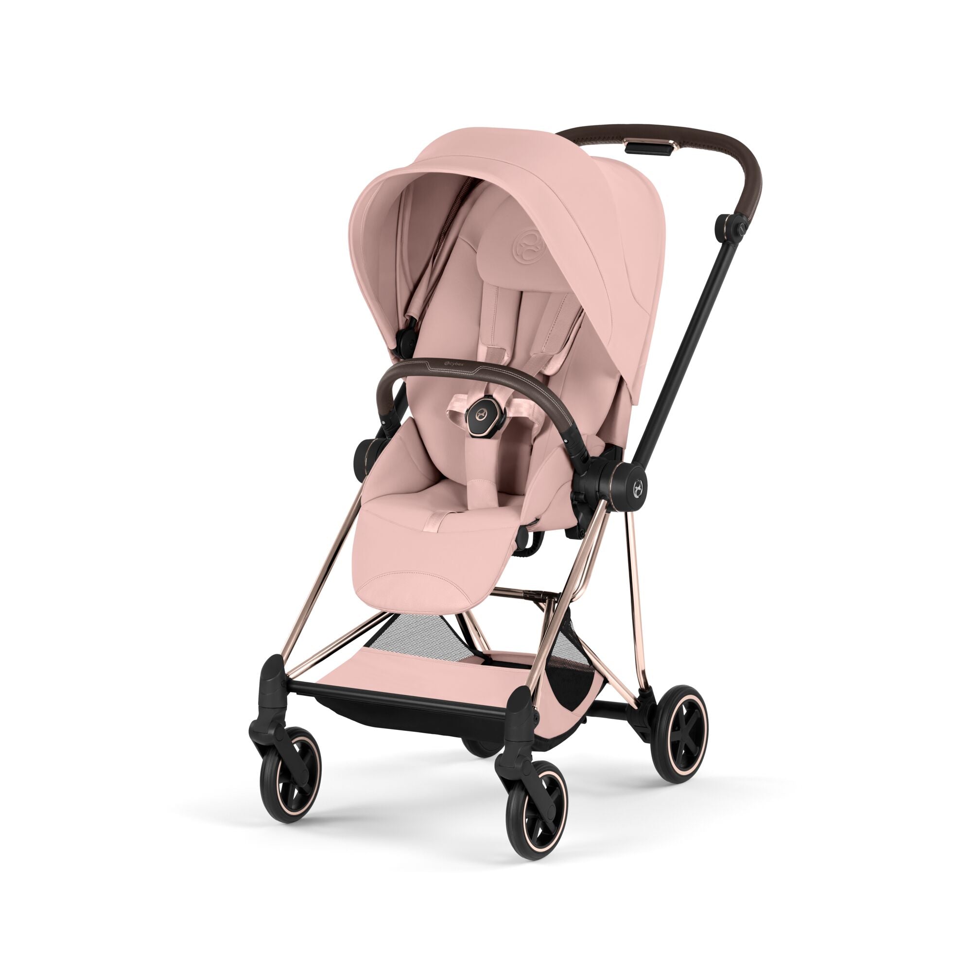 Cybex Mios Fold Cot Travel System Bundle - Style Peach Pink & Rose Gold Frame