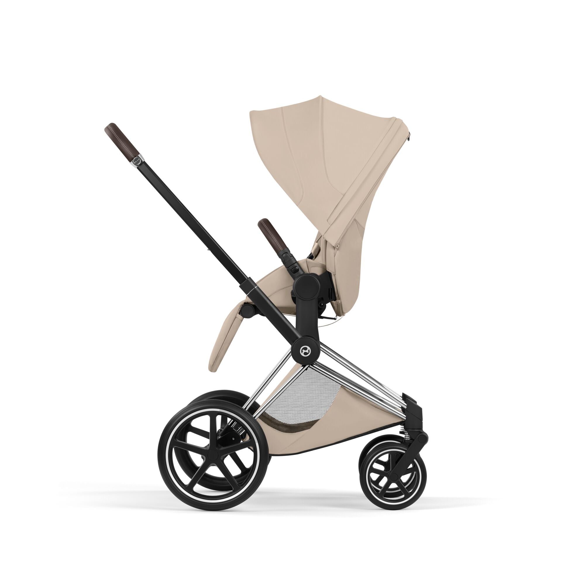 Cybex PRIAM Fold Cot Travel System Bundle - Style Cozy Beige & Chrome Brown Frame