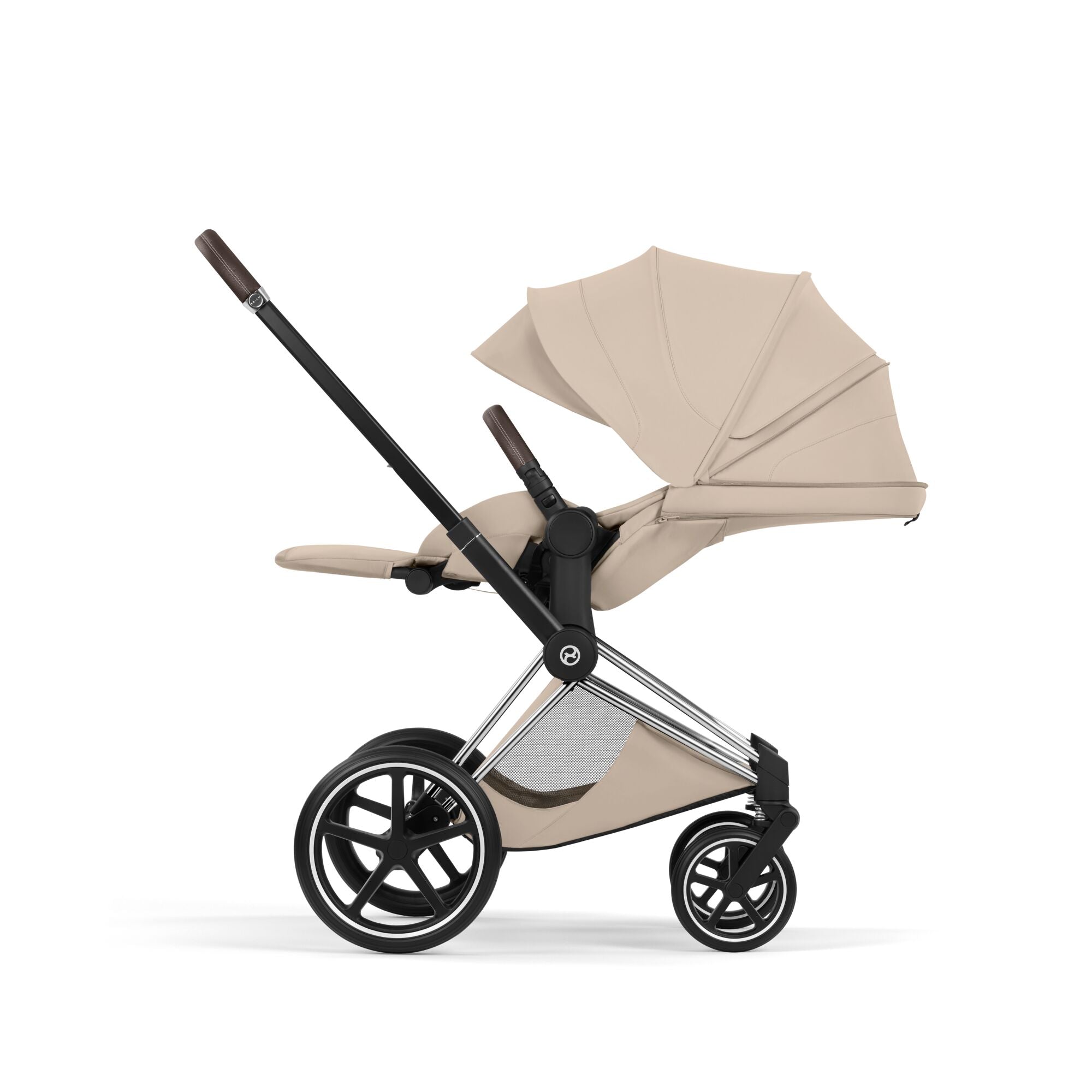 Cybex PRIAM Fold Cot Ultimate Travel System Bundle - Style Cozy Beige & Chrome Brown Frame