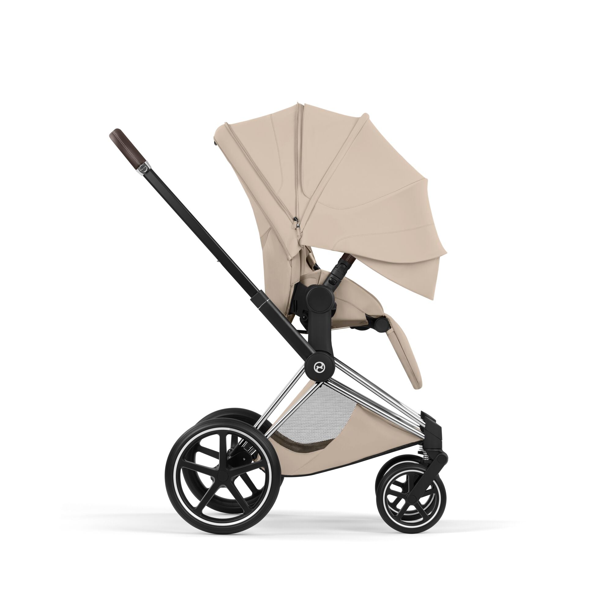 Cybex PRIAM Fold Cot Ultimate Travel System Bundle - Style Cozy Beige & Chrome Brown Frame
