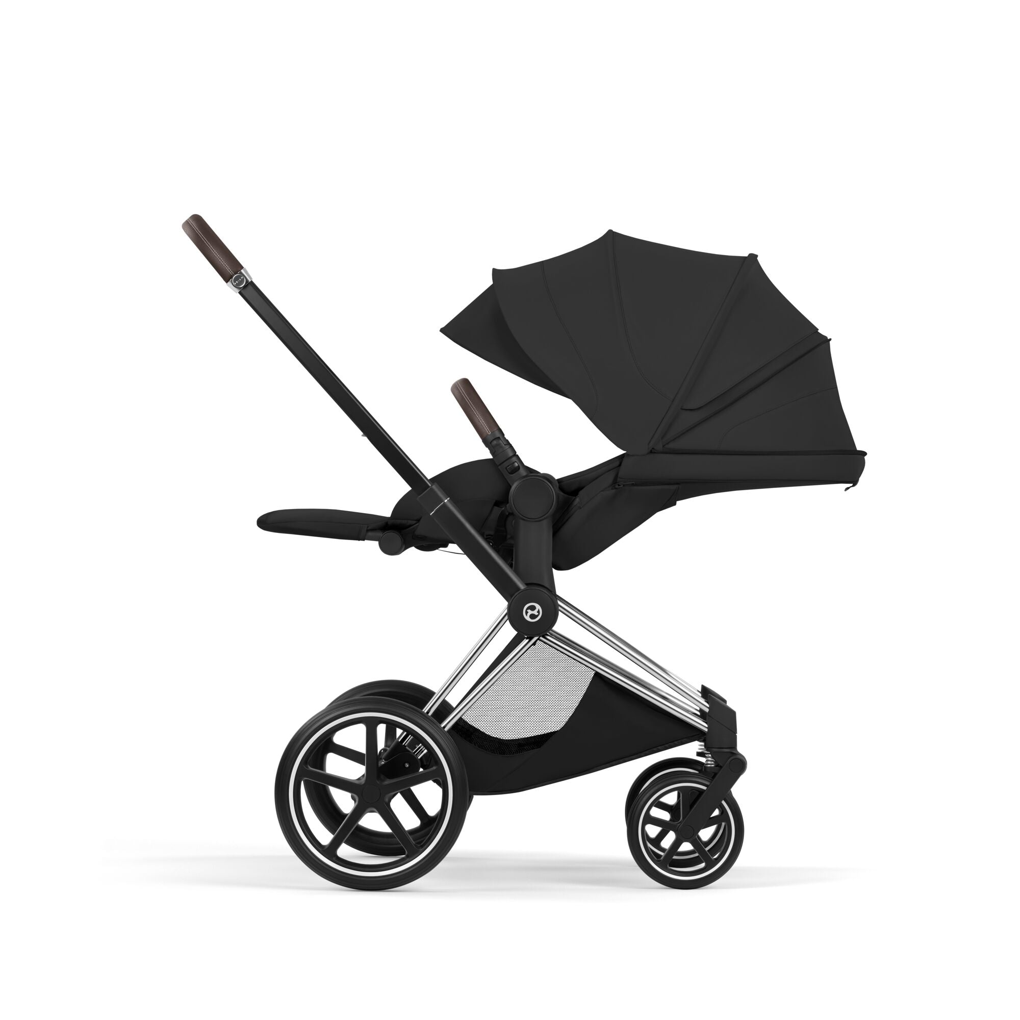 Cybex PRIAM Fold Cot Ultimate Travel System Bundle - Style Sepia Black & Chrome Brown Frame