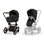 Cybex Priam Comfort Set  (Pushchair & Carrycot) - Sepia Black with Rose Gold Frame