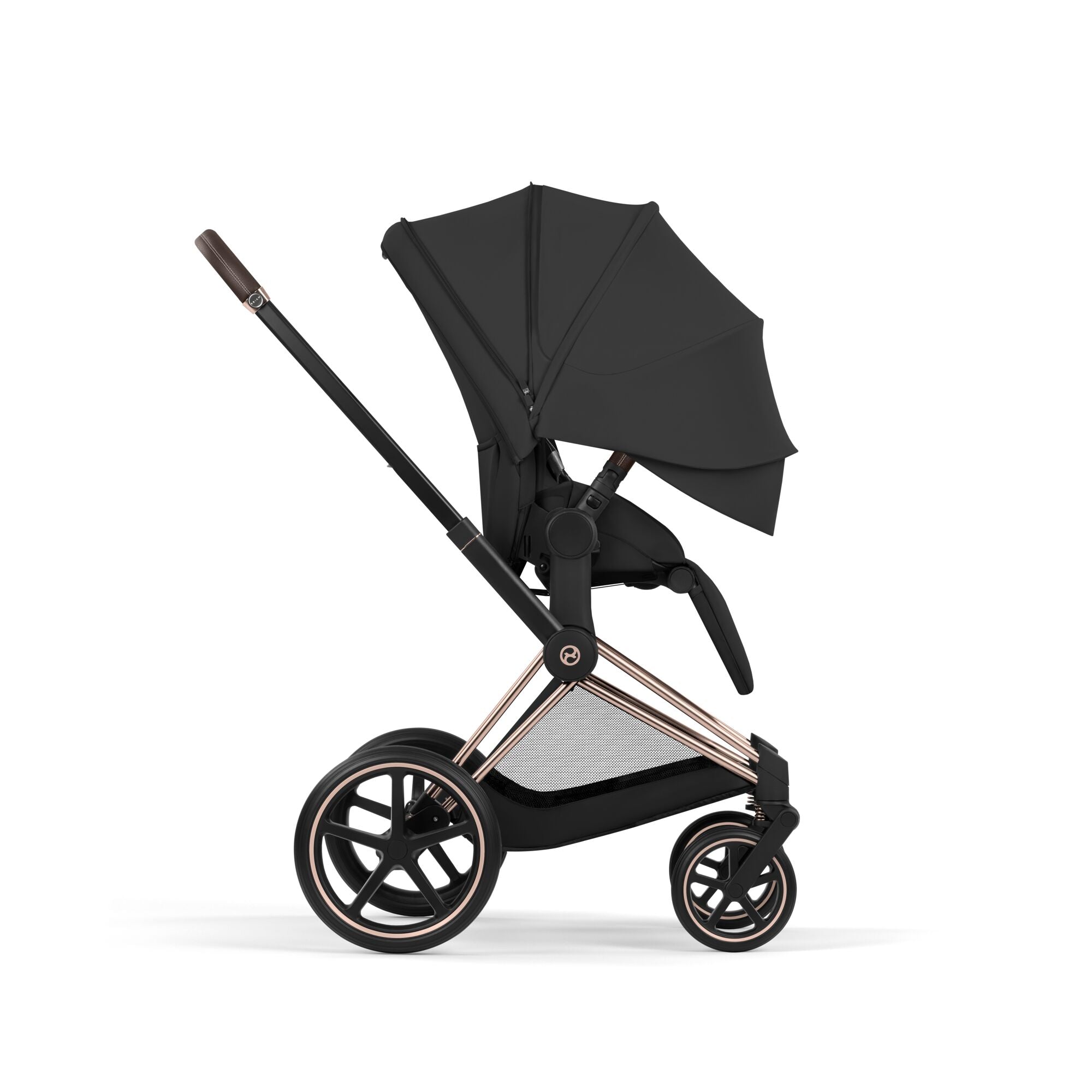 Cybex PRIAM Fold Cot Ultimate Travel System Bundle - Comfort Sepia Black & Rose Gold Frame