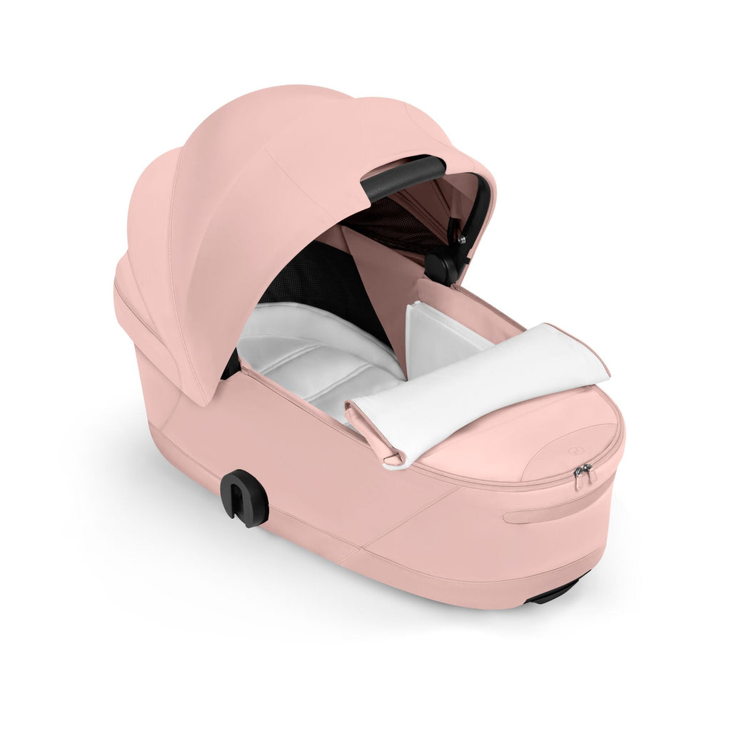 Cybex PRIAM Fold Cot Accessory Bundle - Style Peach Pink & Chrome Brown Frame