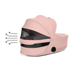 Cybex PRIAM Fold Cot Travel System Bundle - Style Peach Pink & Matt Black Frame