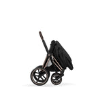Cybex e-PRIAM Fold Cot Travel System Bundle - Style Sepia Black & Rose Gold Frame