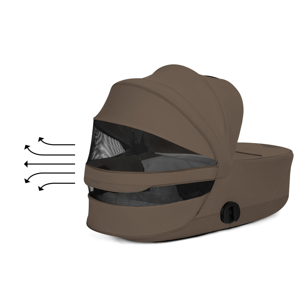 Cybex PRIAM Fold Cot Travel System Bundle - Style Coconut Brown & Matt Black Frame