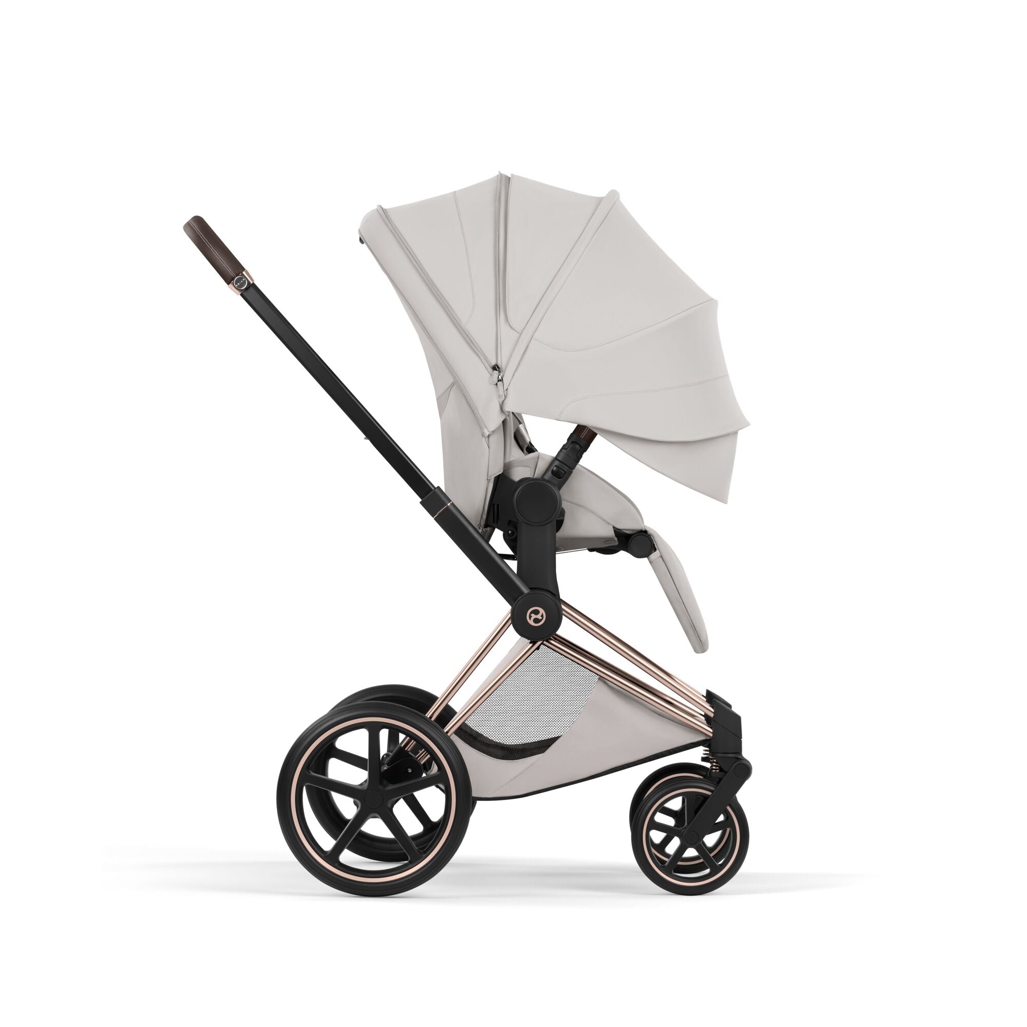 Cybex PRIAM Fold Cot Ultimate Travel System Bundle - Style City Grey & Rose Gold Frame