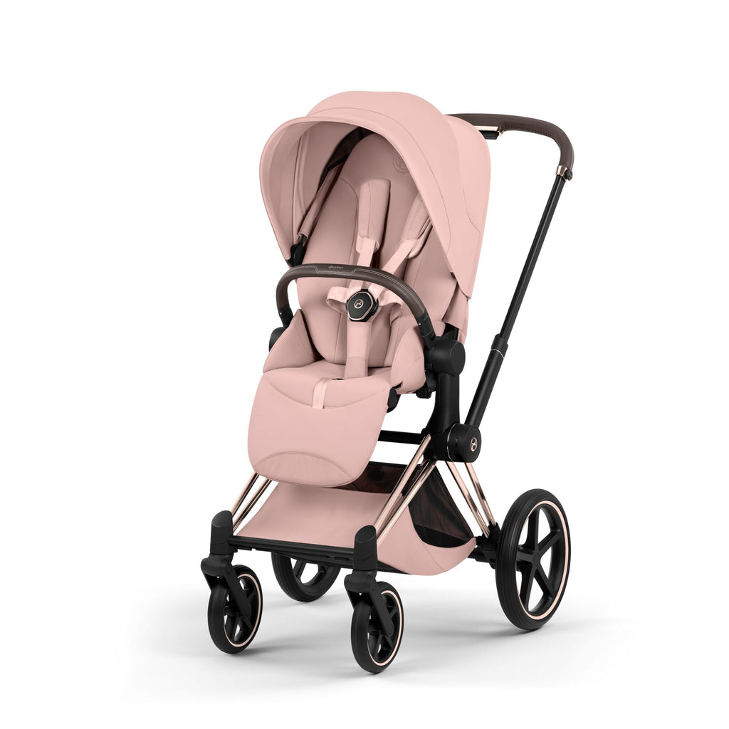 Cybex PRIAM Fold Cot Travel System Bundle - Style Peach Pink & Rose Gold Frame