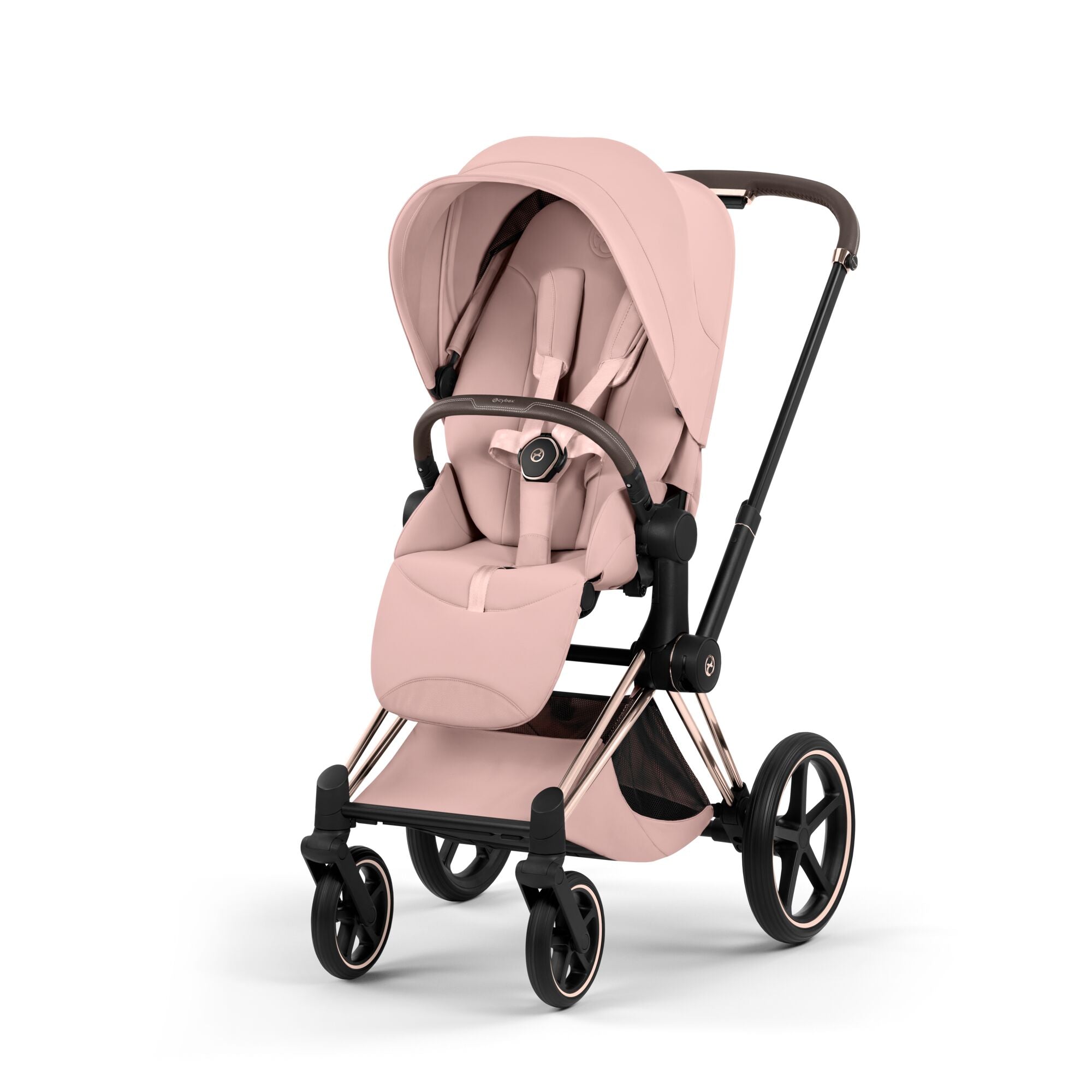 Cybex PRIAM Fold Cot Travel System Bundle - Style Peach Pink & Rose Gold Frame