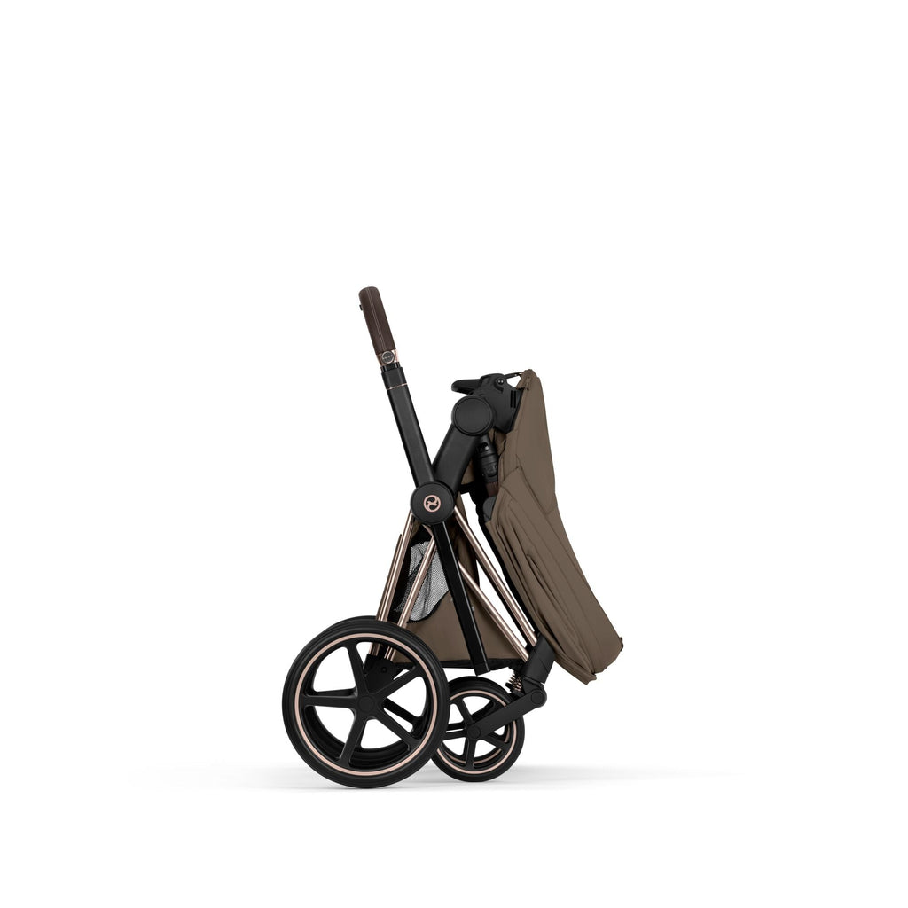 Cybex PRIAM Fold Cot Travel System Bundle - Style Coconut Brown & Rose Gold Frame