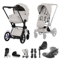 Cybex e-PRIAM Fold Cot Travel System Bundle - Style City Grey & Matt Black Frame