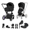 Cybex e-PRIAM Fold Cot Travel System Bundle - Style Sepia Black & Matt Black Frame