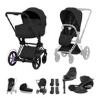 Cybex e-PRIAM Fold Cot Travel System Bundle - Style Sepia Black & Matt Black Frame