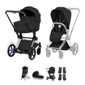 Cybex e-PRIAM Fold Cot Accessory Bundle - Style Sepia Black & Chrome Brown Frame