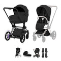 Cybex e-PRIAM Fold Cot Accessory Bundle - Style Sepia Black & Matt Black Frame