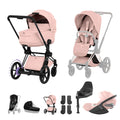 Cybex e-PRIAM Fold Cot Travel System Bundle - Style Peach Pink & Matt Black Frame
