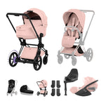 Cybex e-PRIAM Fold Cot Travel System Bundle - Style Peach Pink & Matt Black Frame