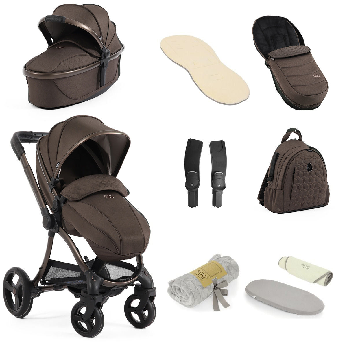 Egg 3 Stroller 9 Piece Snuggle Accessory Bundle - Chocolate Velvet 1