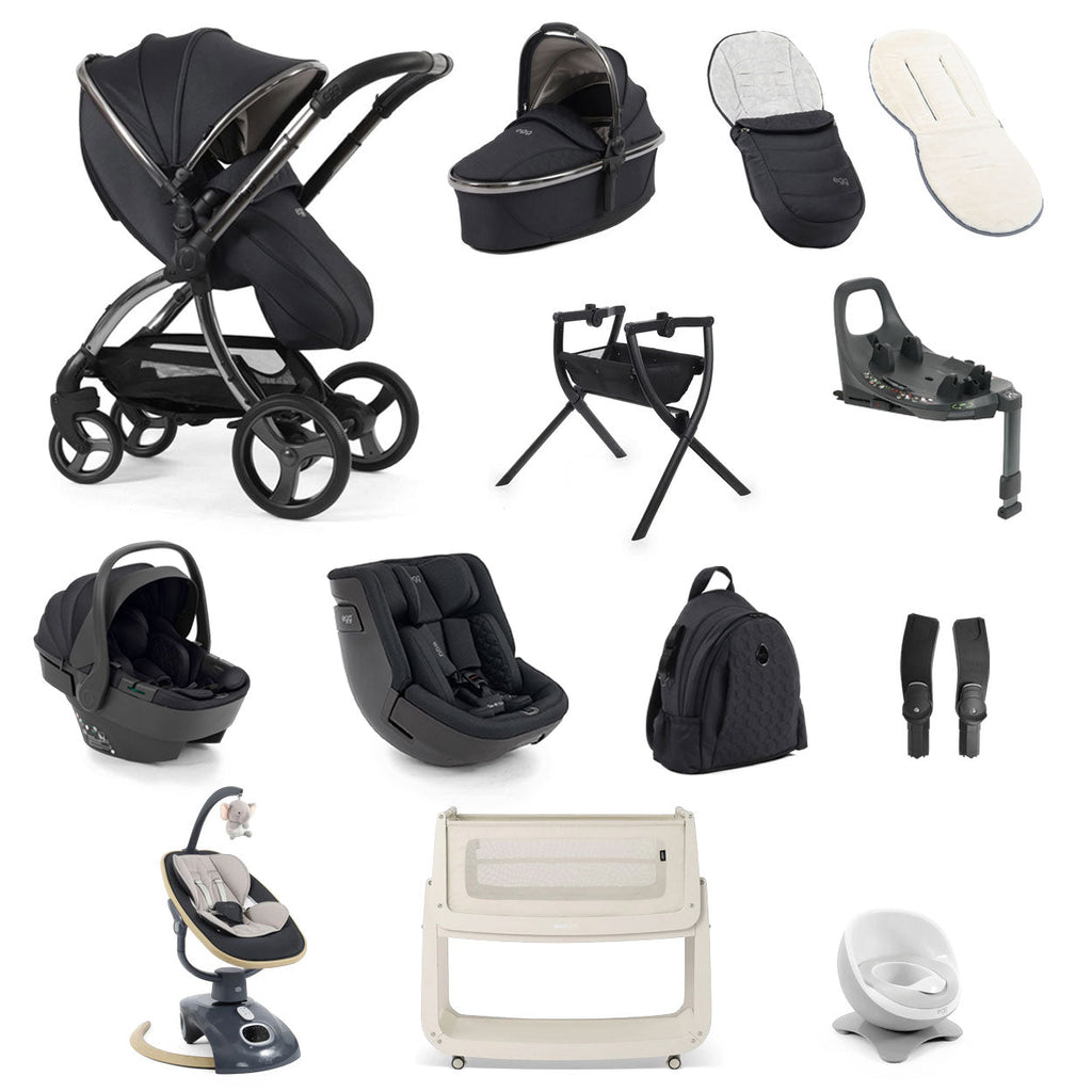 Egg 3 Ultimate Shell 360 Car Seat & Nursery Essentials Bundle - Carbonite