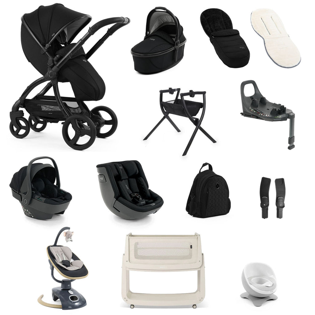 Egg 3 Ultimate Shell 360 Car Seat & Nursery Essentials Bundle - Panther