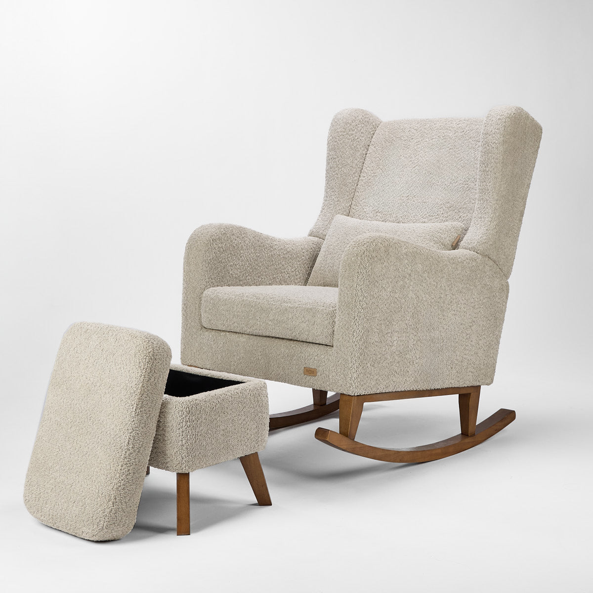 Tutti Bambini Harper Wingback Rocking Chair & Footstool - Mushroom