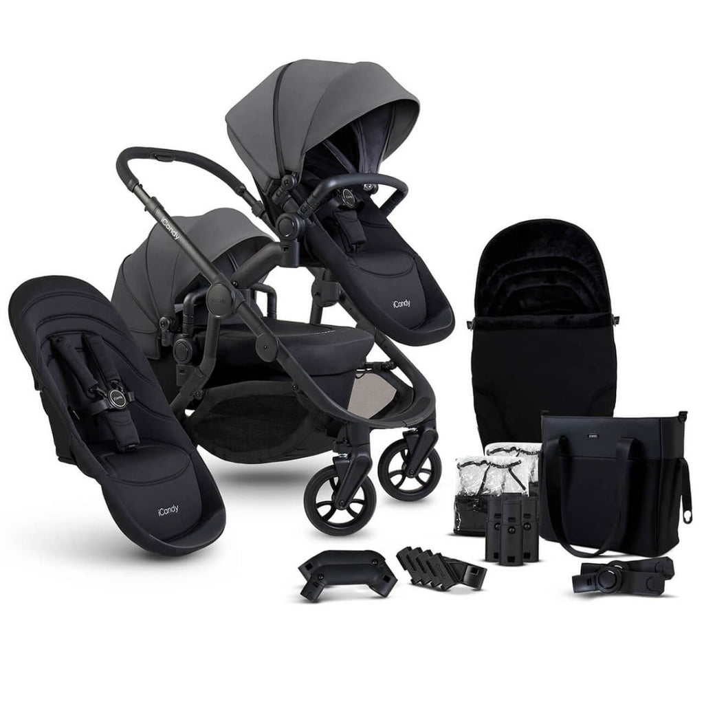 iCandy Orange 4 Double Pushchair with Complete Accessory Bundle - Fossil 1