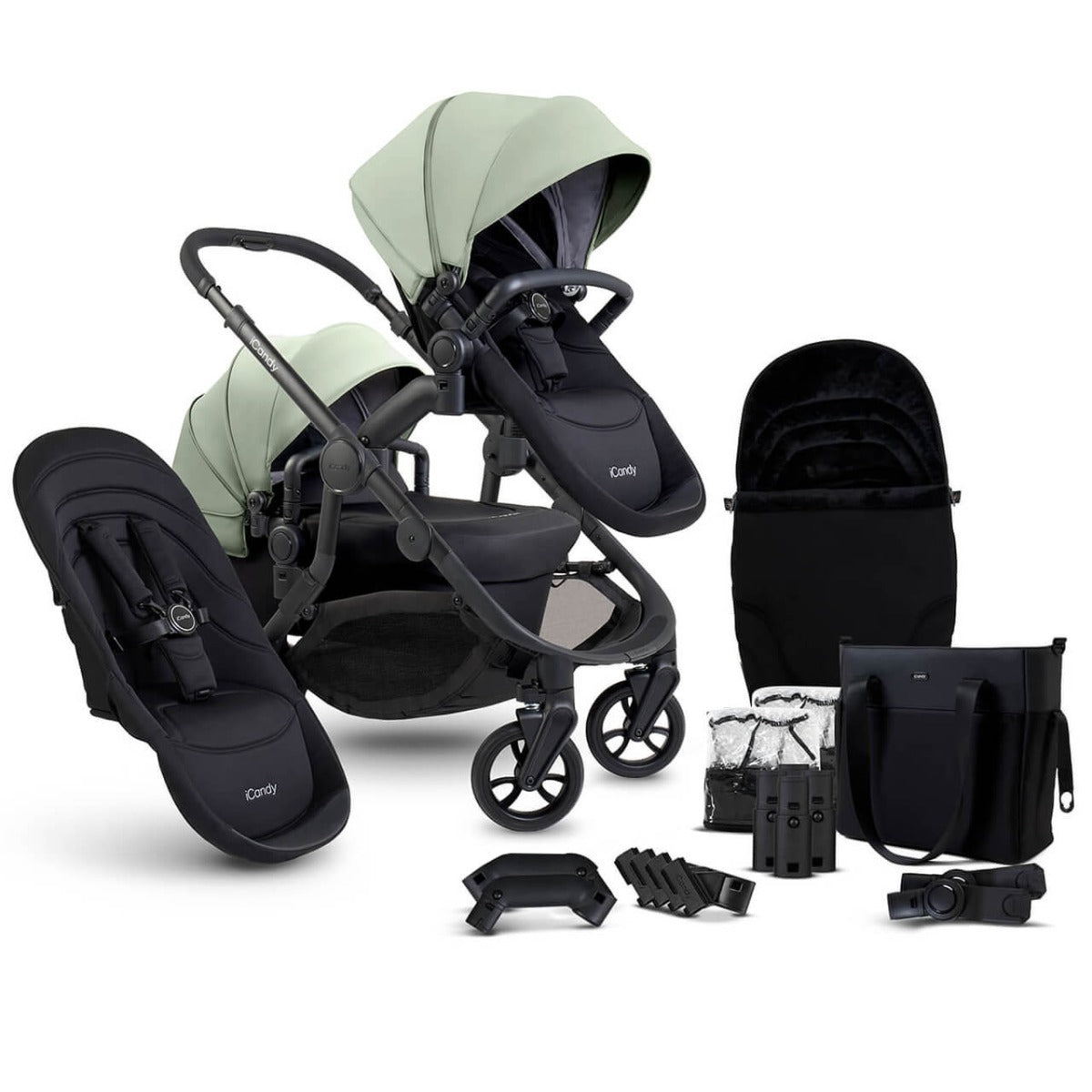 iCandy Orange 4 Double Pushchair with Complete Accessory Bundle - Pistachio 1