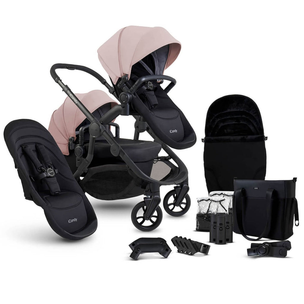 iCandy Orange 4 Double Pushchair with Complete Accessory Bundle - Rose 1