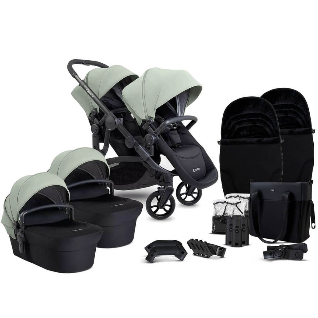 iCandy Orange 4 Twin Pushchair with Complete Accessory Bundle - Pistachio 1