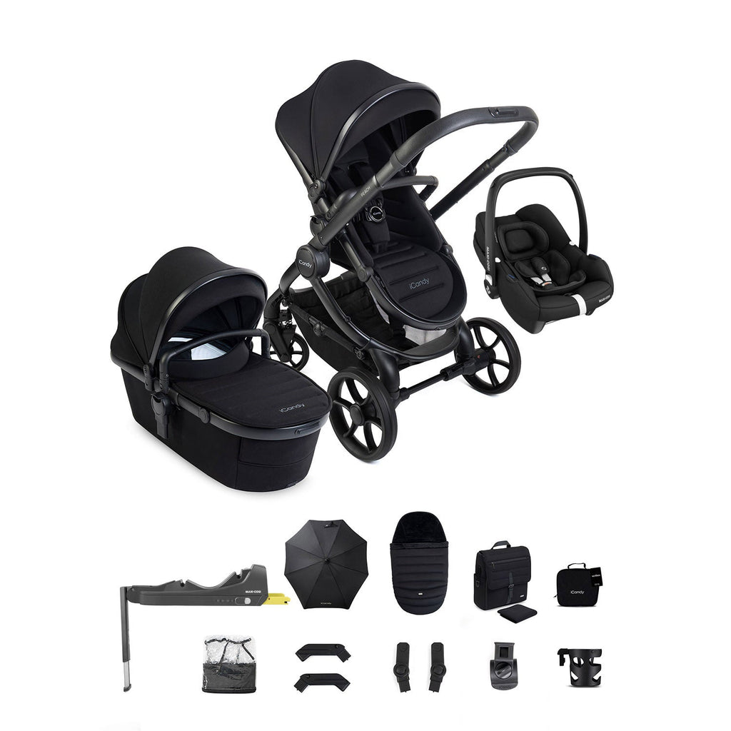 iCandy Peach 8 Maxi-Cosi Cabriofix iSize Car Seat & Base Bundle - Black