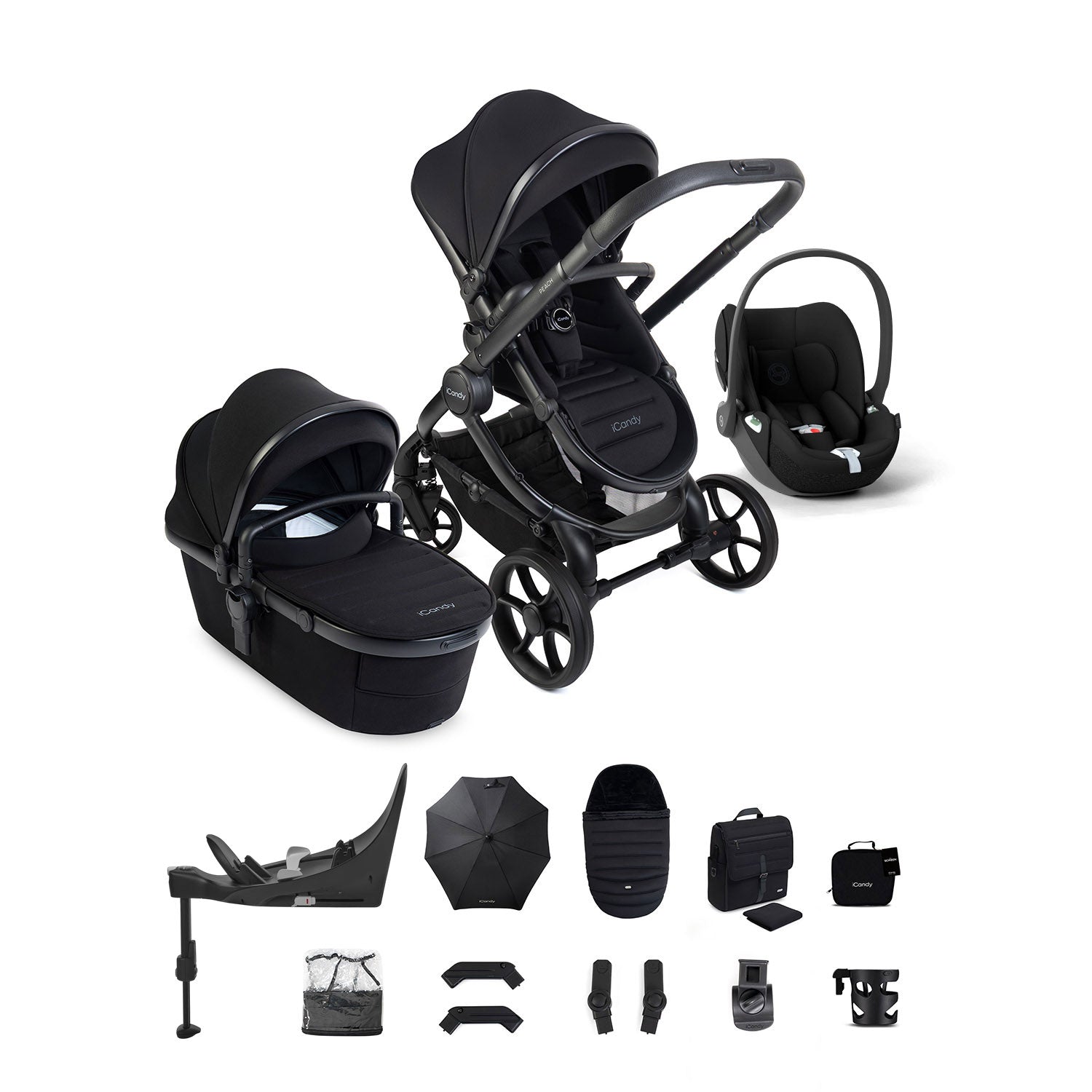 iCandy Peach 8 Cybex Cloud T Car Seat & 360 Base Bundle - Black