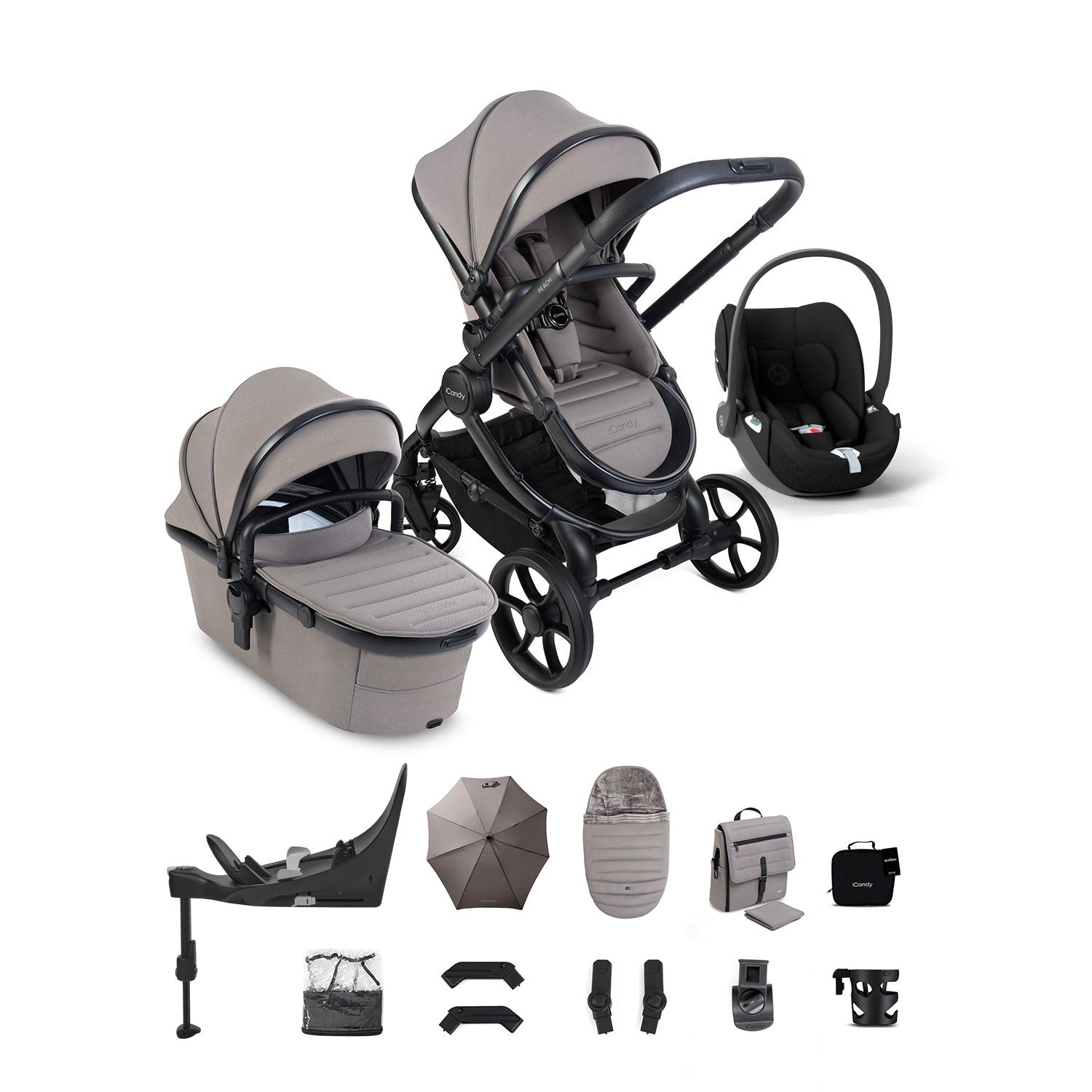 iCandy Peach 8 Cybex Cloud T Car Seat & 360 Base Bundle - Porcini
