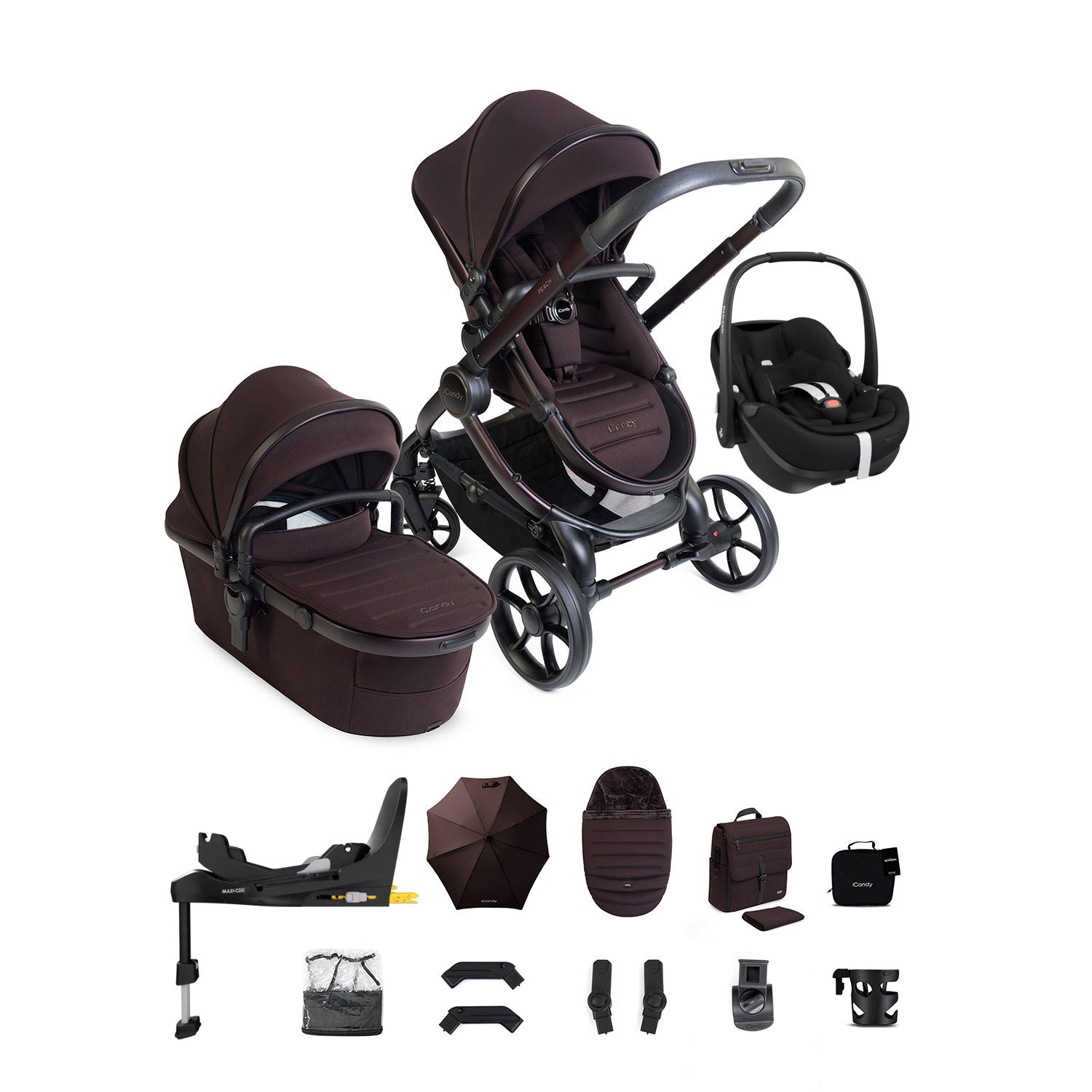 iCandy Peach 8 Editions Maxi-Cosi Pebble 360 Pro 2 Car Seat & Base Bundle - Coffee Bean
