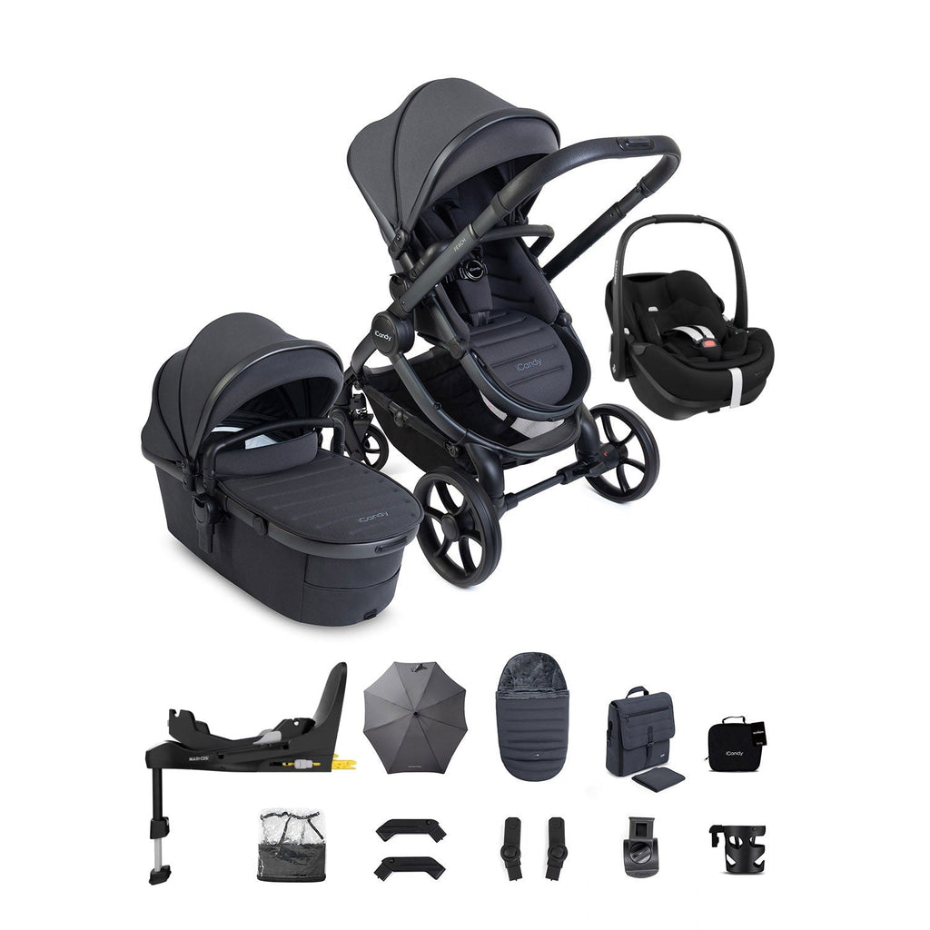 iCandy Peach 8 Maxi-Cosi Pebble 360 Pro 2 Car Seat & Base Bundle - Grey