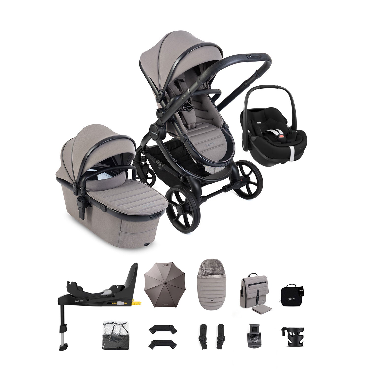 iCandy Peach 8 Maxi-Cosi Pebble 360 Pro 2 Car Seat & Base Bundle - Porcini