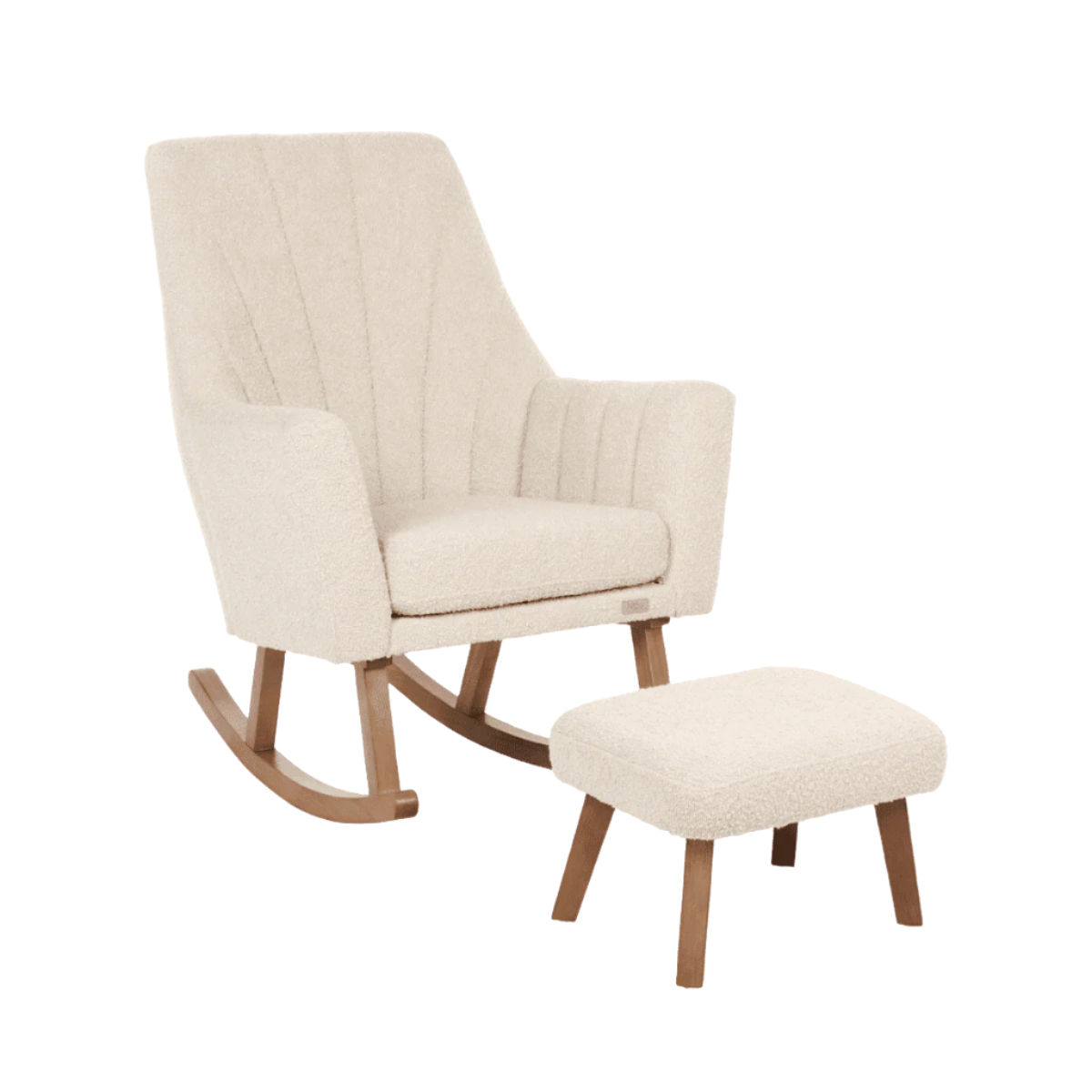Tutti Bambini Jonah Luxe Rocking Chair & Foot Stool - Boucle Mushroom - Mushroom