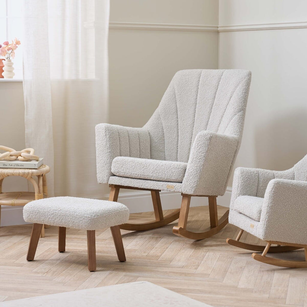 Tutti Bambini Jonah Luxe Rocking Chair & Foot Stool - Boucle Mushroom - Mushroom