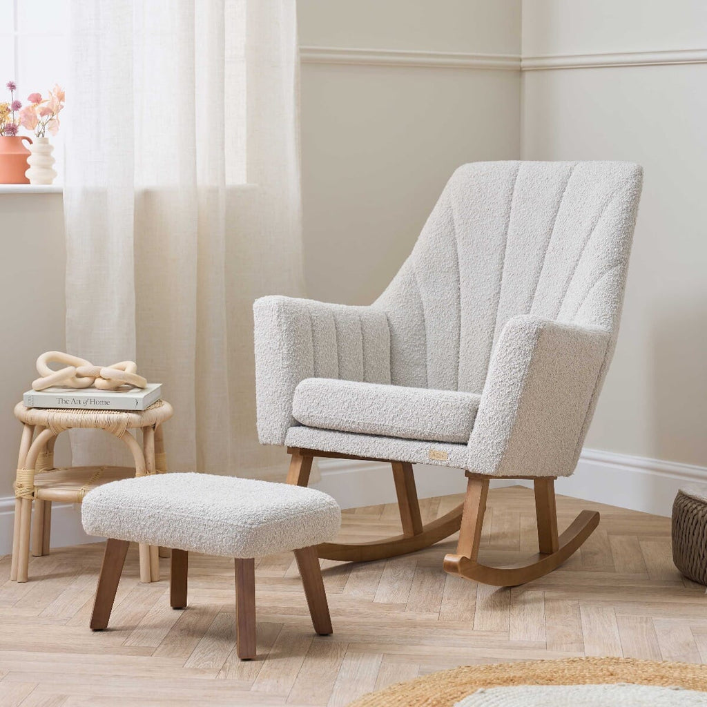 Tutti Bambini Jonah Luxe Rocking Chair & Foot Stool - Boucle Mushroom - Mushroom